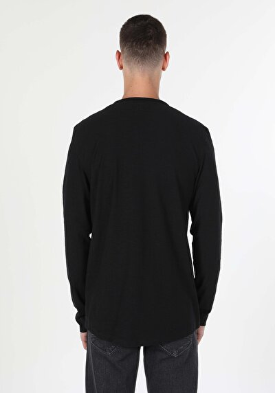 Image de T-shirt À Manches Longues Noir Regular Fit Homme