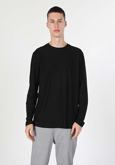 Image de T-shirt À Manches Longues Noir Regular Fit Homme