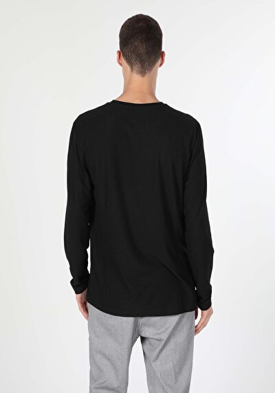 Image de T-shirt À Manches Longues Noir Regular Fit Homme