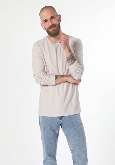 Image de T-shirt À Manches Longues Beige Regular Fit Homme