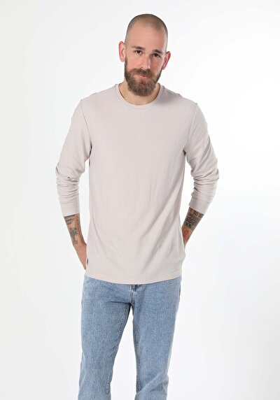 Image de T-shirt À Manches Longues Beige Regular Fit Homme