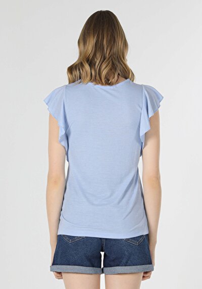 Image de T-shirt À Manches Courtes Bleu Regular Fit Femme