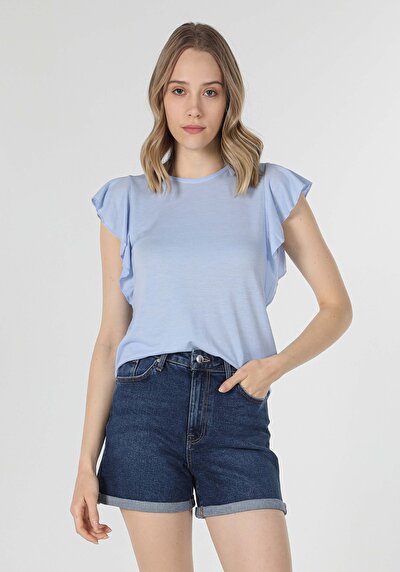 Image de T-shirt À Manches Courtes Bleu Regular Fit  Femme