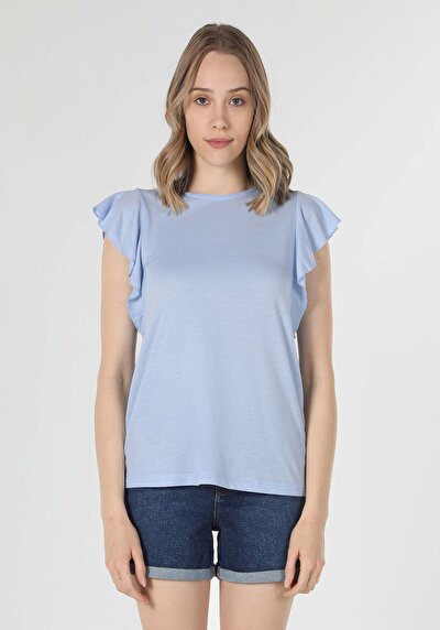 Image de T-shirt À Manches Courtes Bleu Regular Fit  Femme