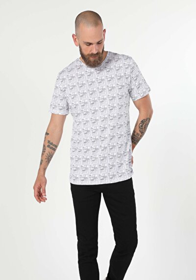 Afficher les détails de T-shirt À Manches Courtes Blanc Regular Fit  Homme