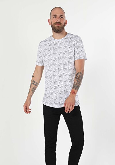 Afficher les détails de T-shirt À Manches Courtes Blanc Regular Fit  Homme