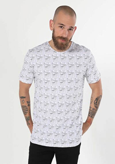 Afficher les détails de T-shirt À Manches Courtes Blanc Regular Fit  Homme