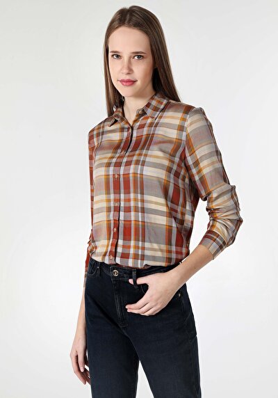 Image de Chemise À Manches Longues Marron Regular Fit Femme