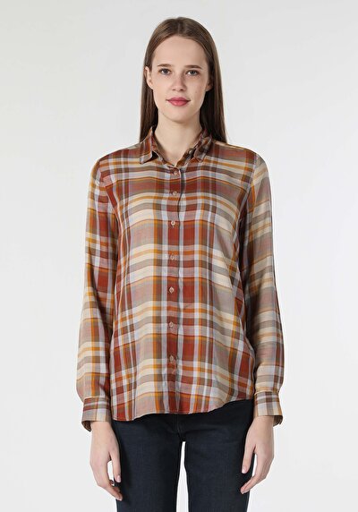 Image de Chemise À Manches Longues Marron Regular Fit   Femme