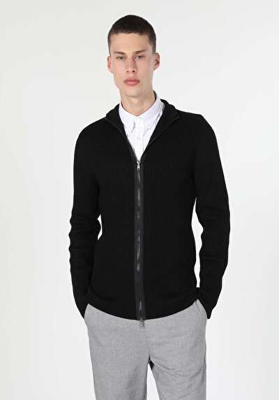 Image de Cardigan Tricot Noir Slim Fit Homme