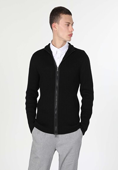 Image de Cardigan Tricot Noir Slim Fit Homme