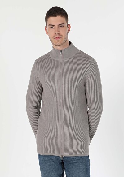 Image de Cardigan Tricot Beige Slim Fit Homme