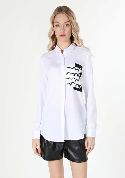 Image de Chemise À Manches Longues Blanc    Femme