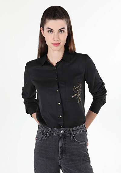 Image de Chemise À Manches Longues Noir Femme