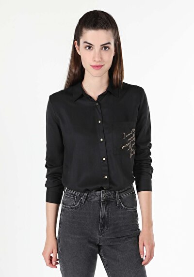Image de Chemise À Manches Longues Noir Femme