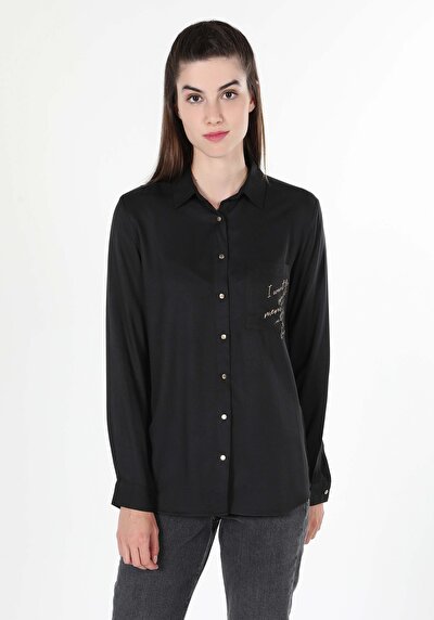 Image de Chemise À Manches Longues Noir    Femme