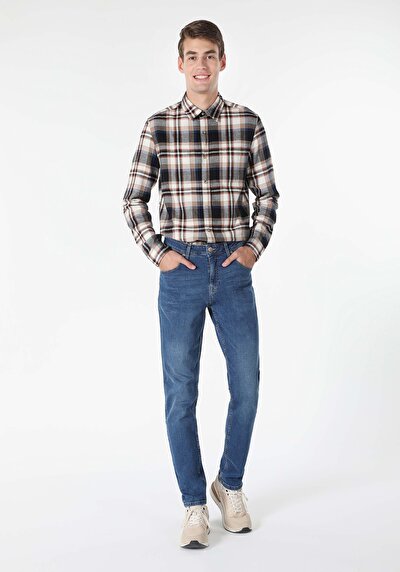 Image de Chemise À Manches Longues Beige Slim Fit   Homme