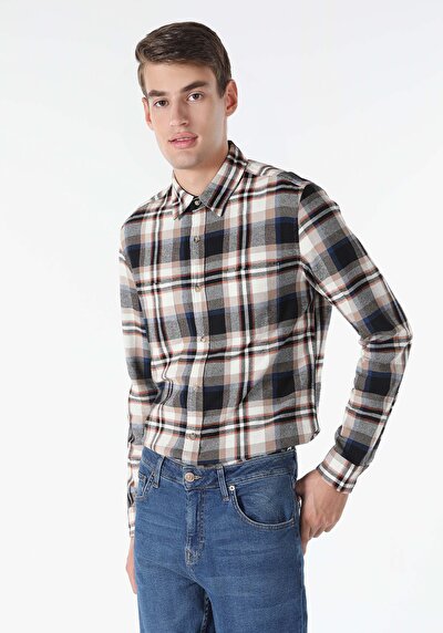Image de Chemise À Manches Longues Beige Slim Fit   Homme