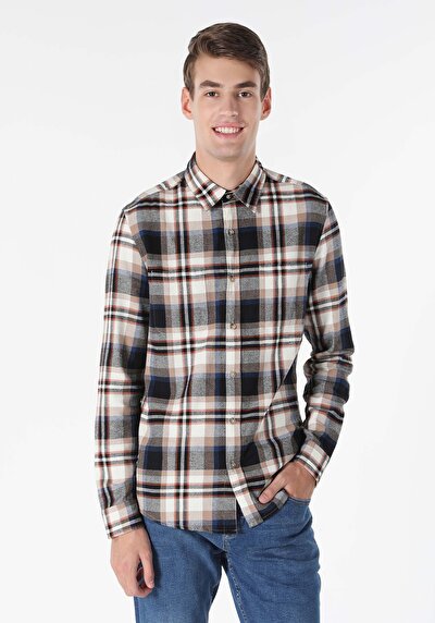Image de Chemise À Manches Longues Beige Slim Fit   Homme