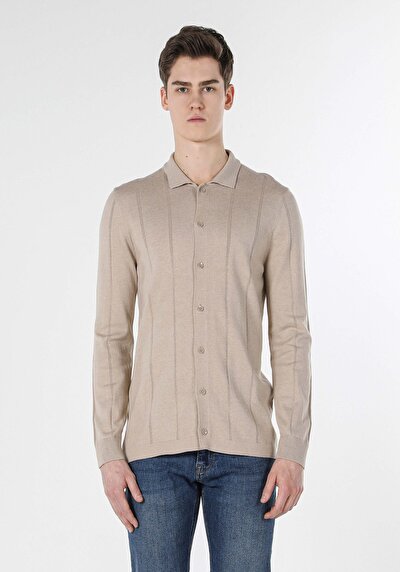 Image de Cardigan Tricot Beige Slim Fit Homme