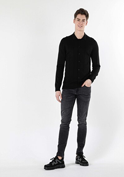 Image de Cardigan Tricot Noir Slim Fit Homme
