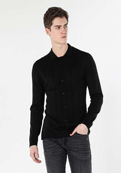 Image de Cardigan Tricot Noir Slim Fit Homme
