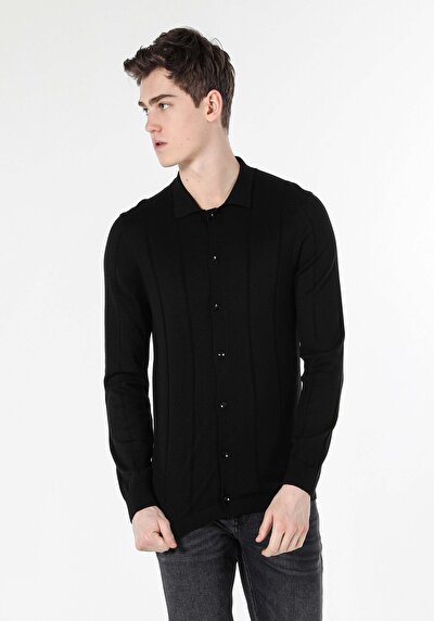 Image de Cardigan Tricot Noir Slim Fit Homme