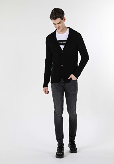 Image de Cardigan Tricot Noir Slim Fit Homme