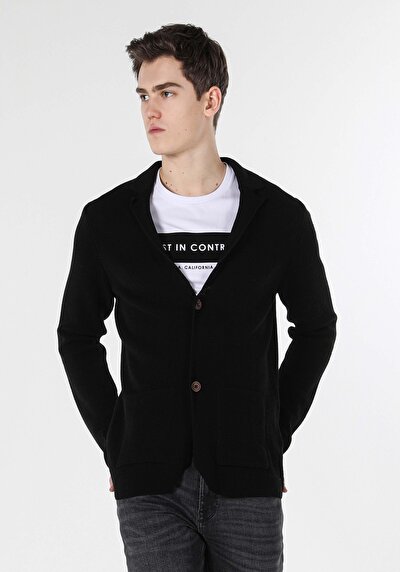 Image de Cardigan Tricot Noir Slim Fit Homme