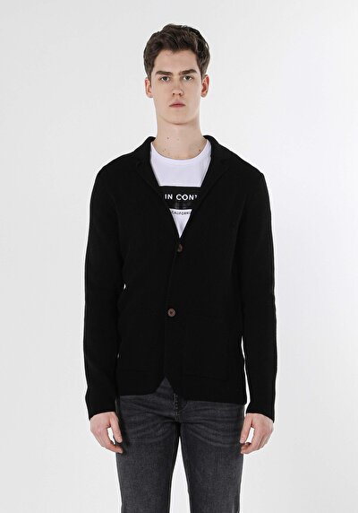 Image de Cardigan Tricot Noir Slim Fit Homme