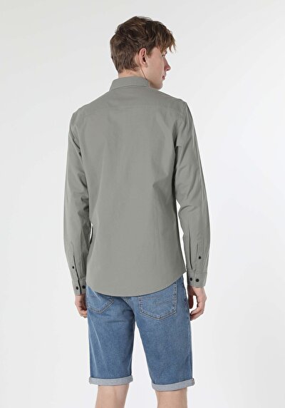 Image de Chemise À Manches Longues Kaki Regular Fit Homme
