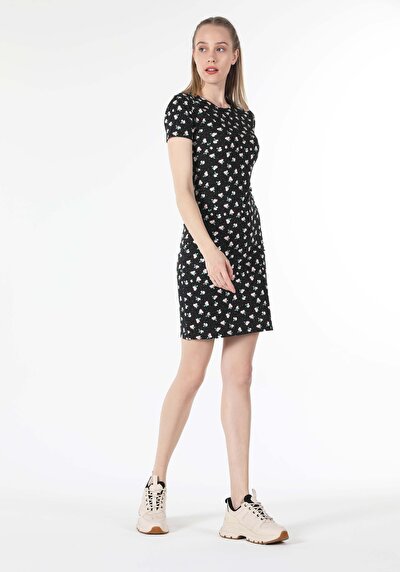 Image de Robe Noir Slim Fit Manches Courtes   Femme