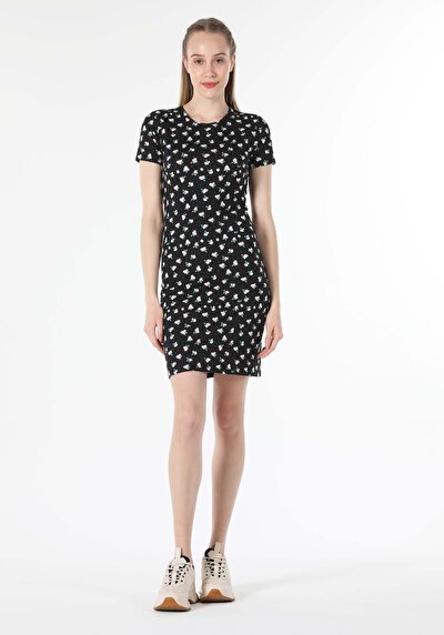 Image de Robe Noir Slim Fit Manches Courtes   Femme