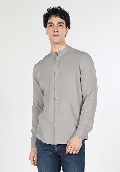Image de Chemise À Manches Longues Beige Slim Fit Homme