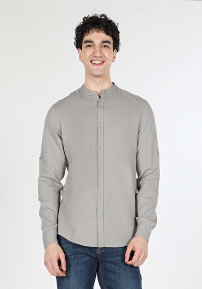Image de Chemise À Manches Longues Beige Slim Fit   Homme