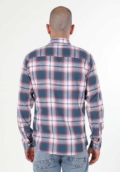 Image de Chemise À Manches Longues Bleu Slim Fit Homme