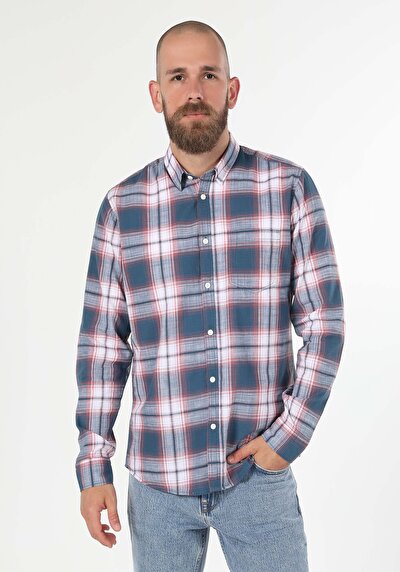 Image de Chemise À Manches Longues Bleu Slim Fit   Homme