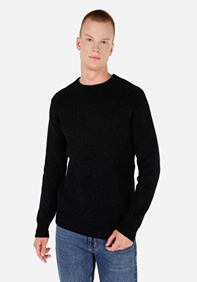 Image de Pull Noir Regular Fit Manches Longues  Homme