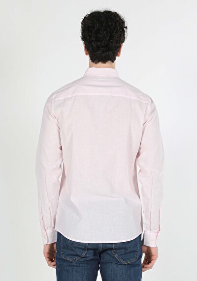 Image de Chemise À Manches Longues Rose Slim Fit Homme