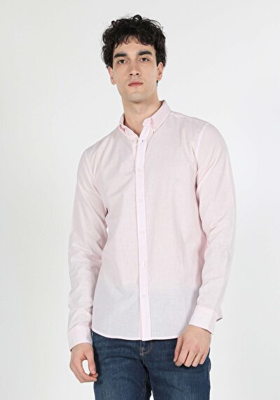 Image de Chemise À Manches Longues Rose Slim Fit   Homme
