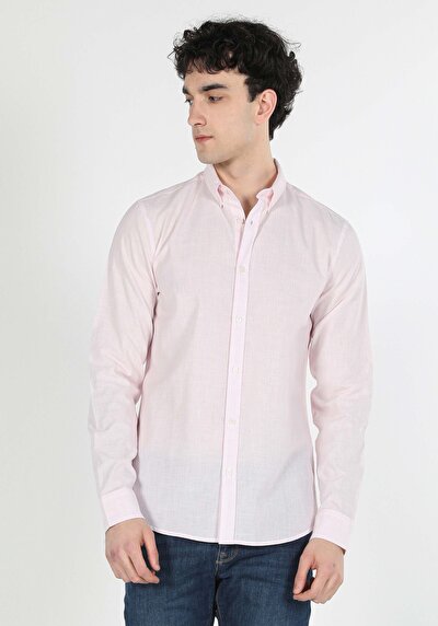 Image de Chemise À Manches Longues Rose Slim Fit   Homme
