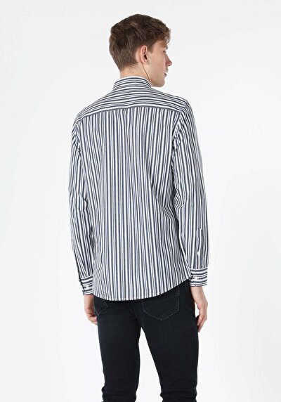 Image de Chemise À Manches Longues Marine Regular Fit Homme
