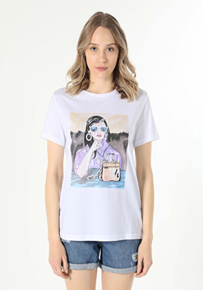 Image de T-shirt À Manches Courtes Blanc Regular Fit  Femme