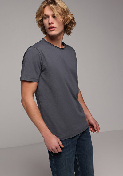 Afficher les détails de T-shirt À Manches Courtes Anthracite Regular Fit  Homme