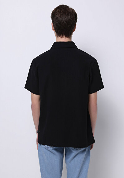 Image de T-shirt Polo À Manches Courtes Noir Droit Comfort Fit Homme