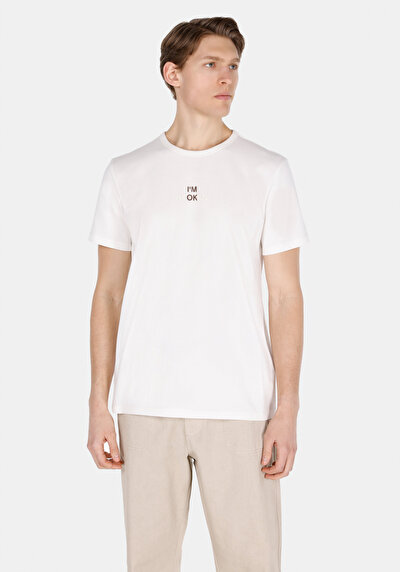 Image de T-shirt À Manches Courtes Blanc Regular Fit Droit Homme