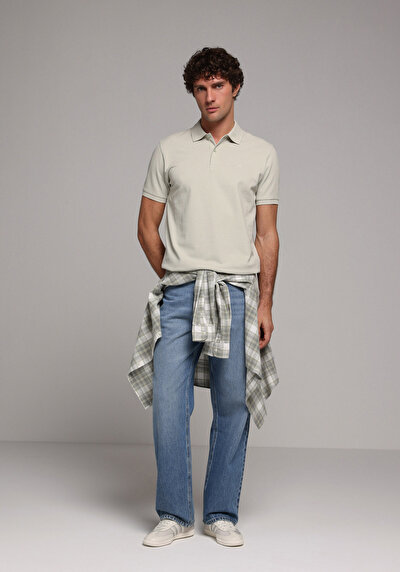 Image de T-shirt Polo À Manches Courtes Vert Droit Regular Fit Homme