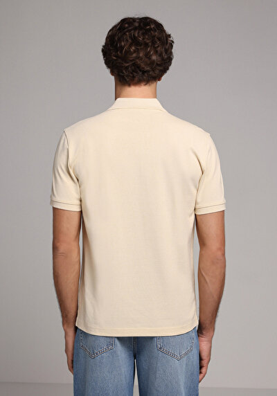 Image de T-shirt Polo À Manches Courtes Jaune Droit Regular Fit Homme