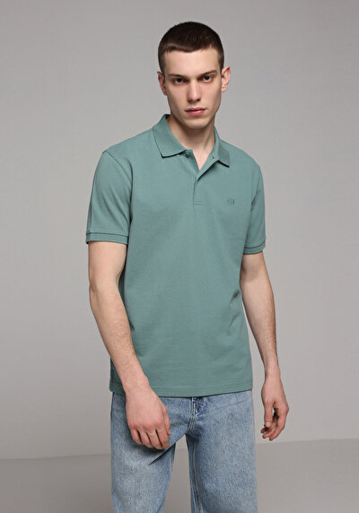 Afficher les détails de T-shirt Polo À Manches Courtes Vert Droit Regular Fit Homme