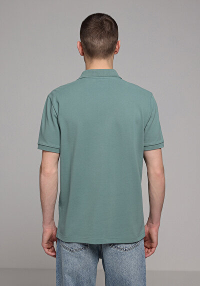 Afficher les détails de T-shirt Polo À Manches Courtes Vert Droit Regular Fit Homme